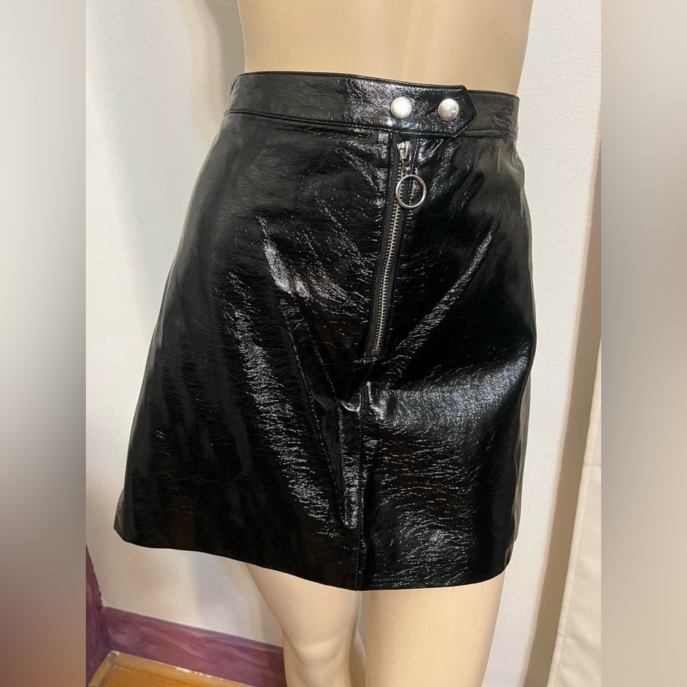 Divided Glossy Black Mini Skirt